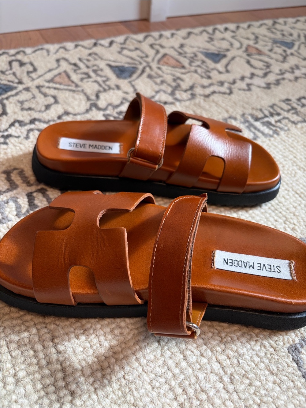 Steve Madden Women's Cognac Tan Slide Sandals